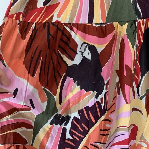 Crystal Sky Womens 3XL Dress Peasant Puff Sleeve Parrot Beachy Tropical Midi NEW - Picture 9 of 12